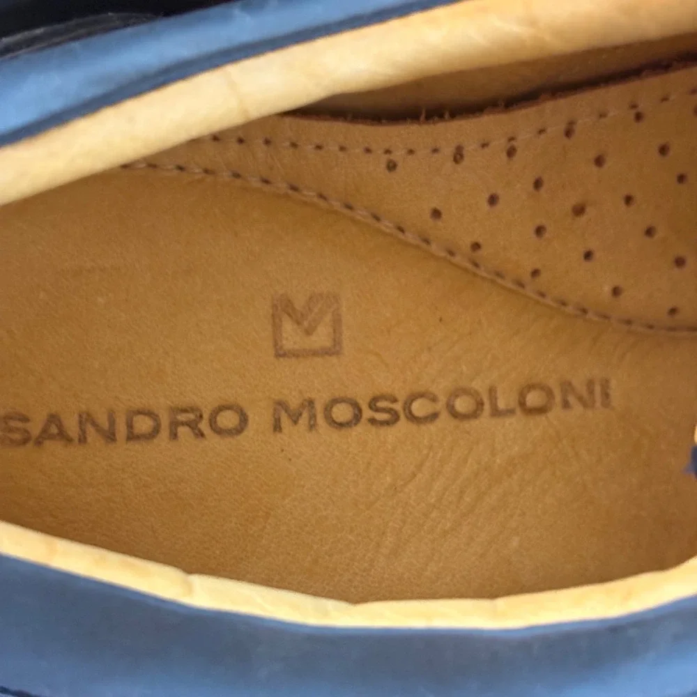 Sandro Moscoloni‎ Mens Black Leather Wingtip Brogue Oxford Shoes Size 11D